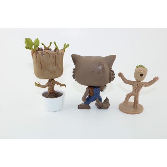 Funko POP GOTG Rocket Racoon #491 Dancing Groot in White Pot #65 Bubble Head Lot - Picture 4 of 13